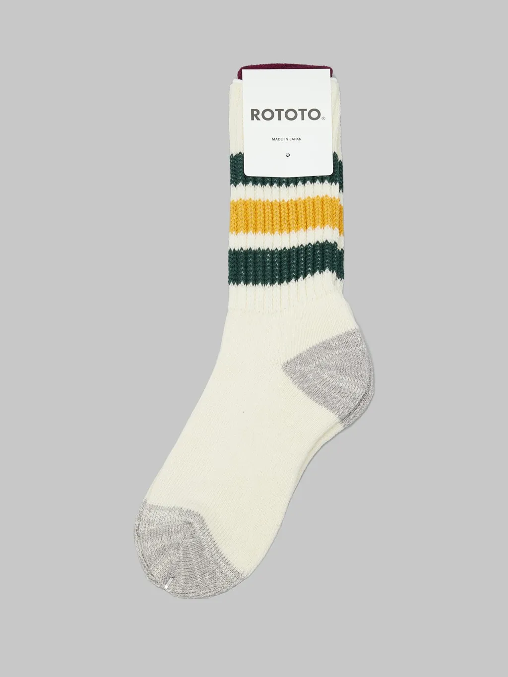 ROTOTO Coarse Ribbed Oldschool Crew Socks Dark Green/Yellow