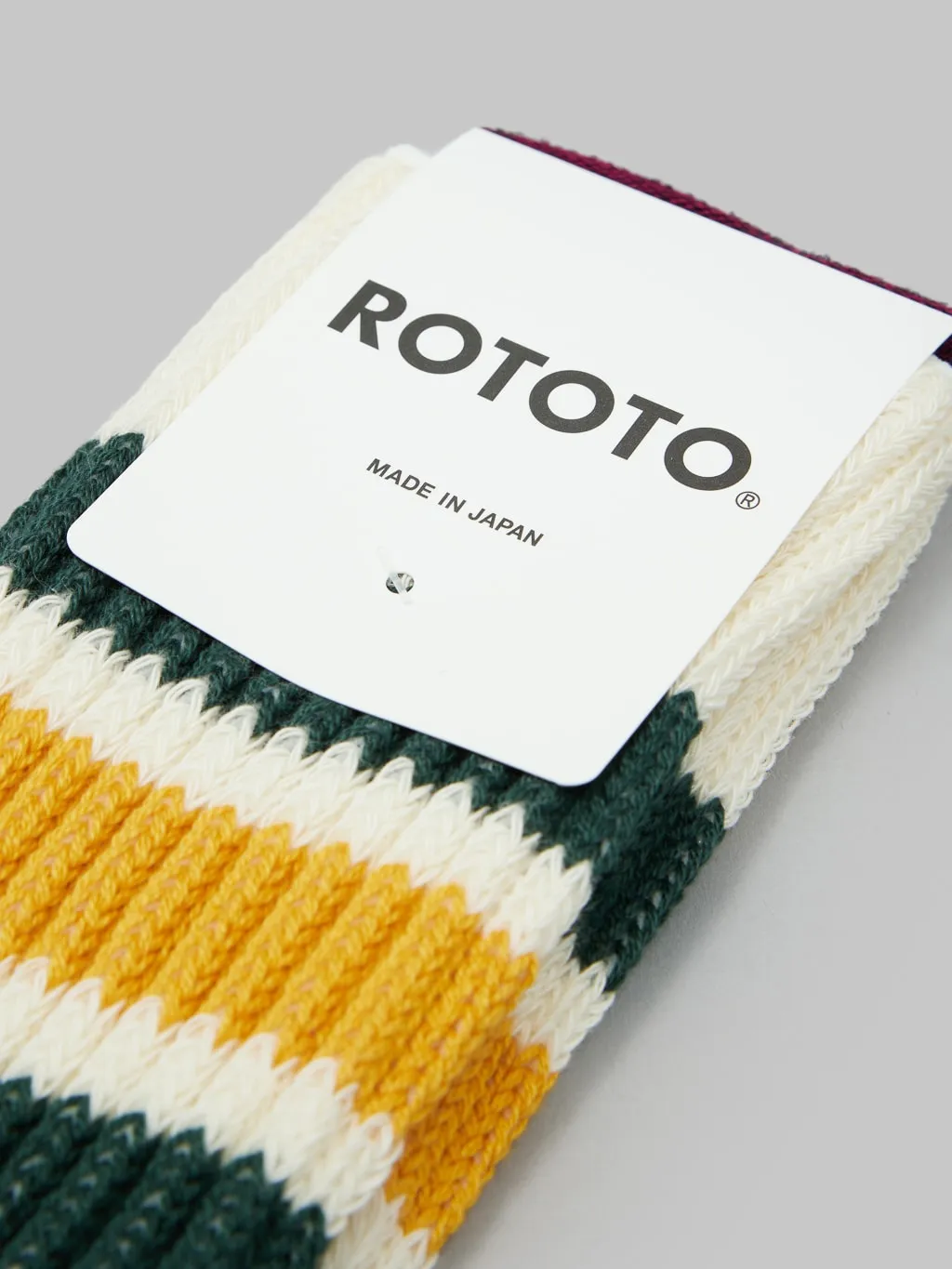 ROTOTO Coarse Ribbed Oldschool Crew Socks Dark Green/Yellow