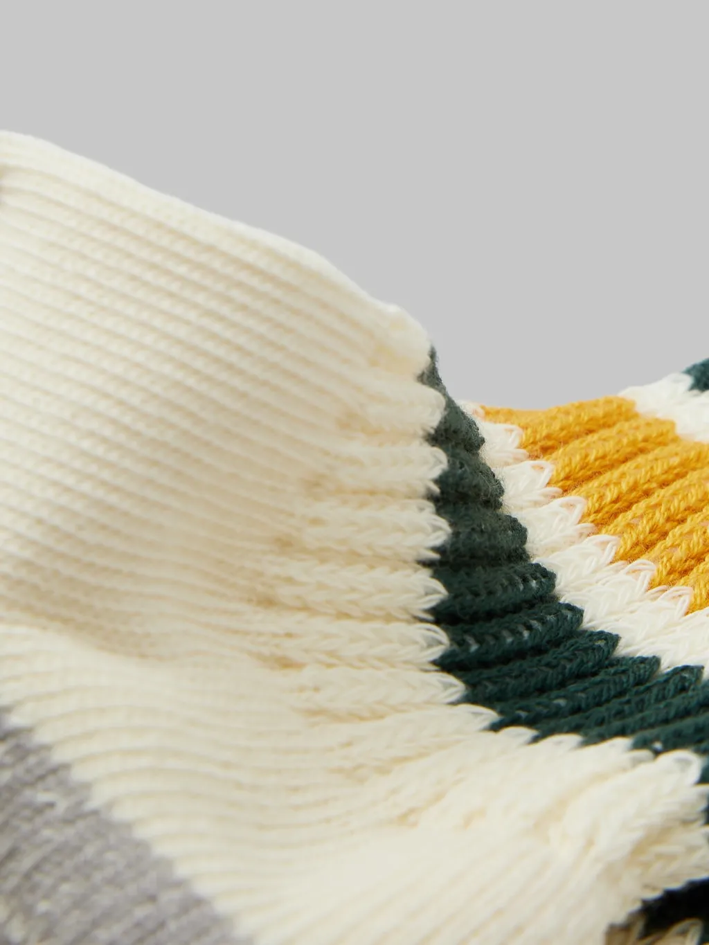 ROTOTO Coarse Ribbed Oldschool Crew Socks Dark Green/Yellow