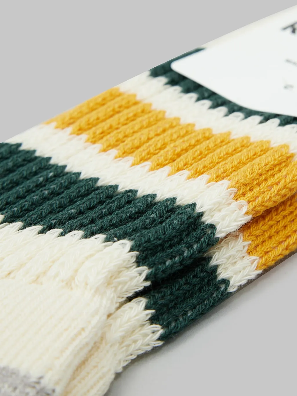 ROTOTO Coarse Ribbed Oldschool Crew Socks Dark Green/Yellow