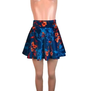 SALE - Skater Skirt - Teal/Orange Floral Velvet