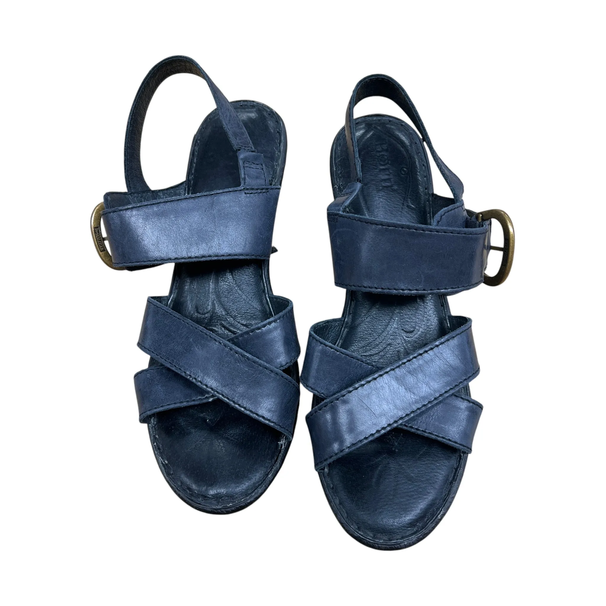 Sandals Heels Wedge By Born In Navy, Size:10