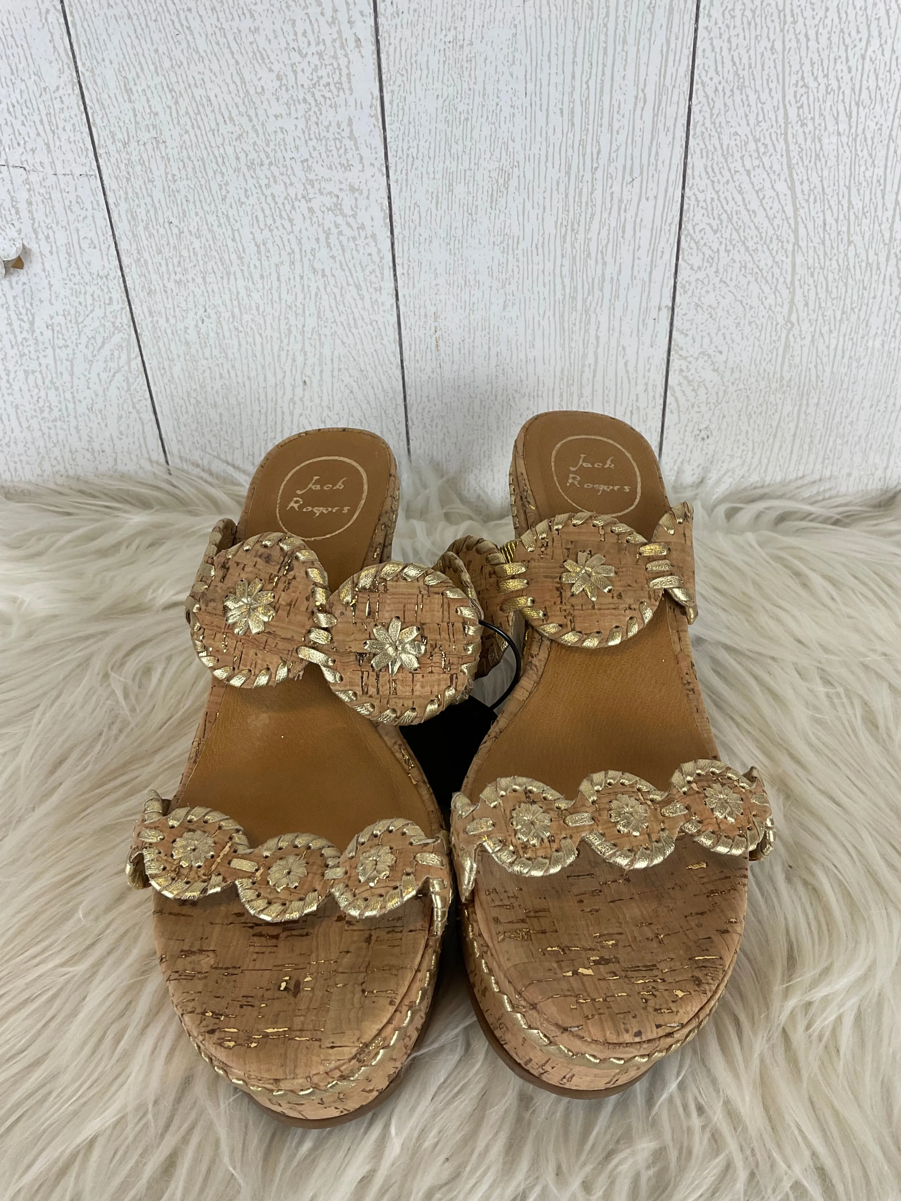 Sandals Heels Wedge By Jack Rogers In Tan, Size: 10