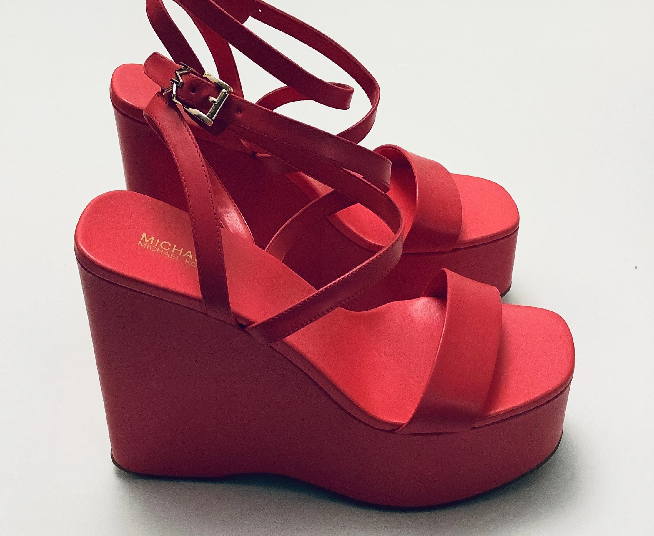 Sandals Heels Wedge By Michael By Michael Kors In Pink, Size: 8.5