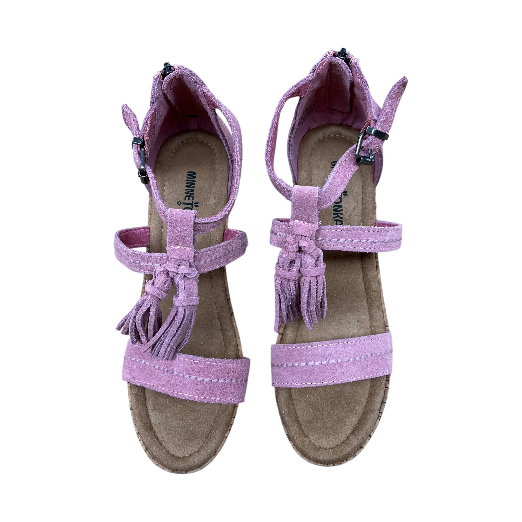 Sandals Heels Wedge By Minnetonka In Pink, Size:9
