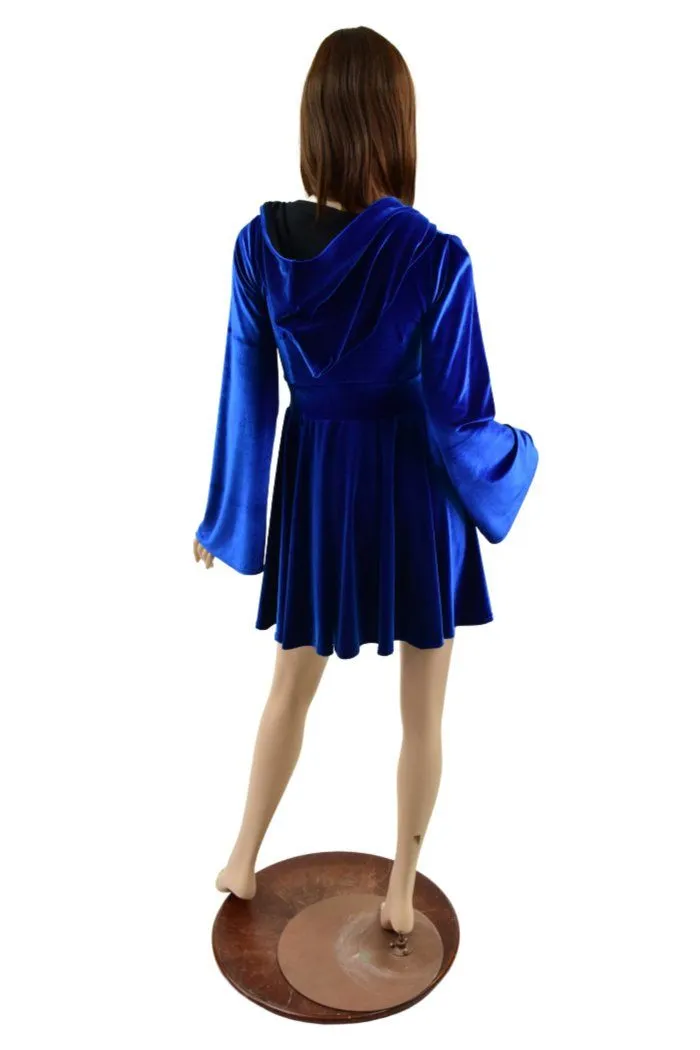 Sapphire Velvet Lace Up Skater Dress