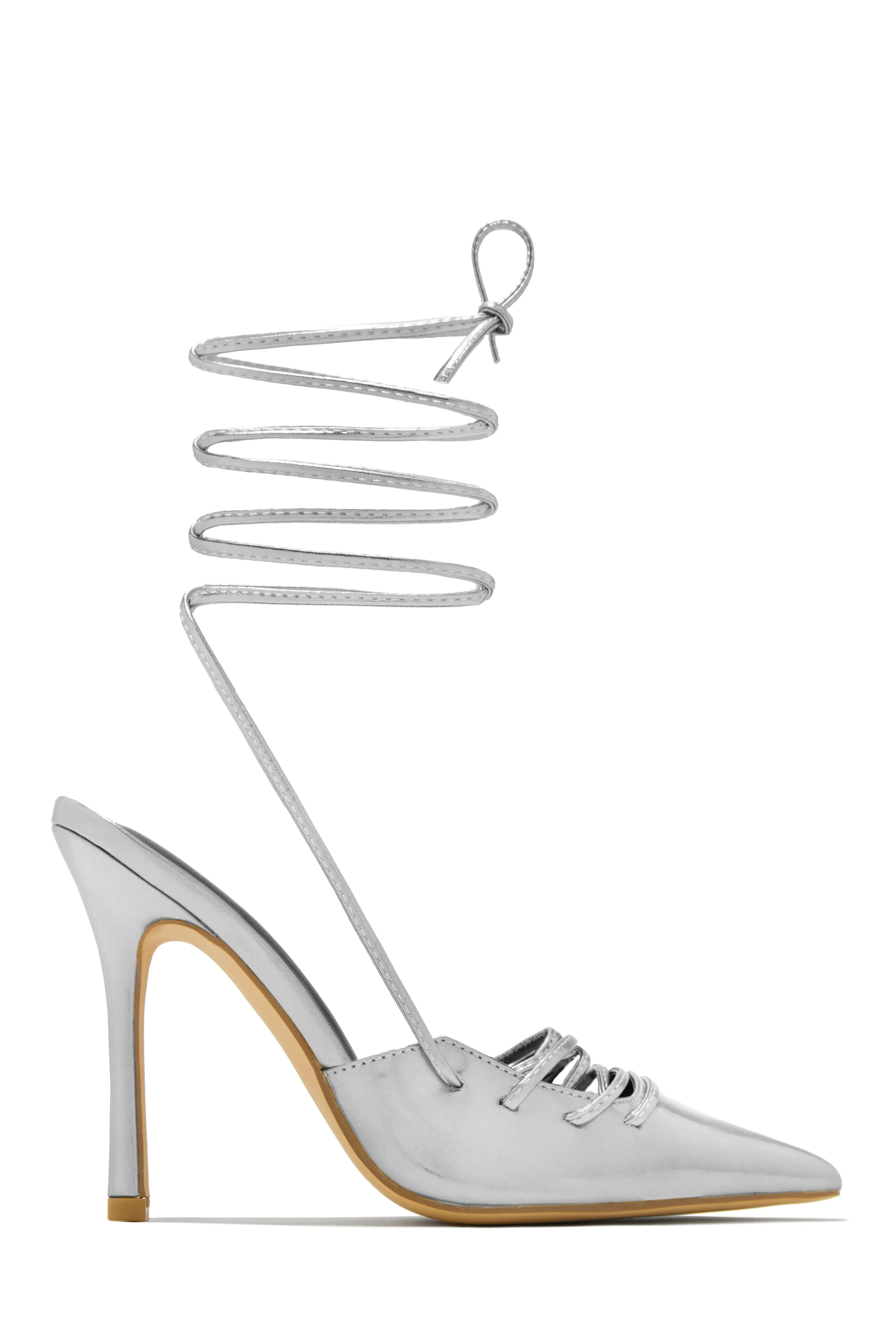 Simone Lace Up High Heel Pumps - White