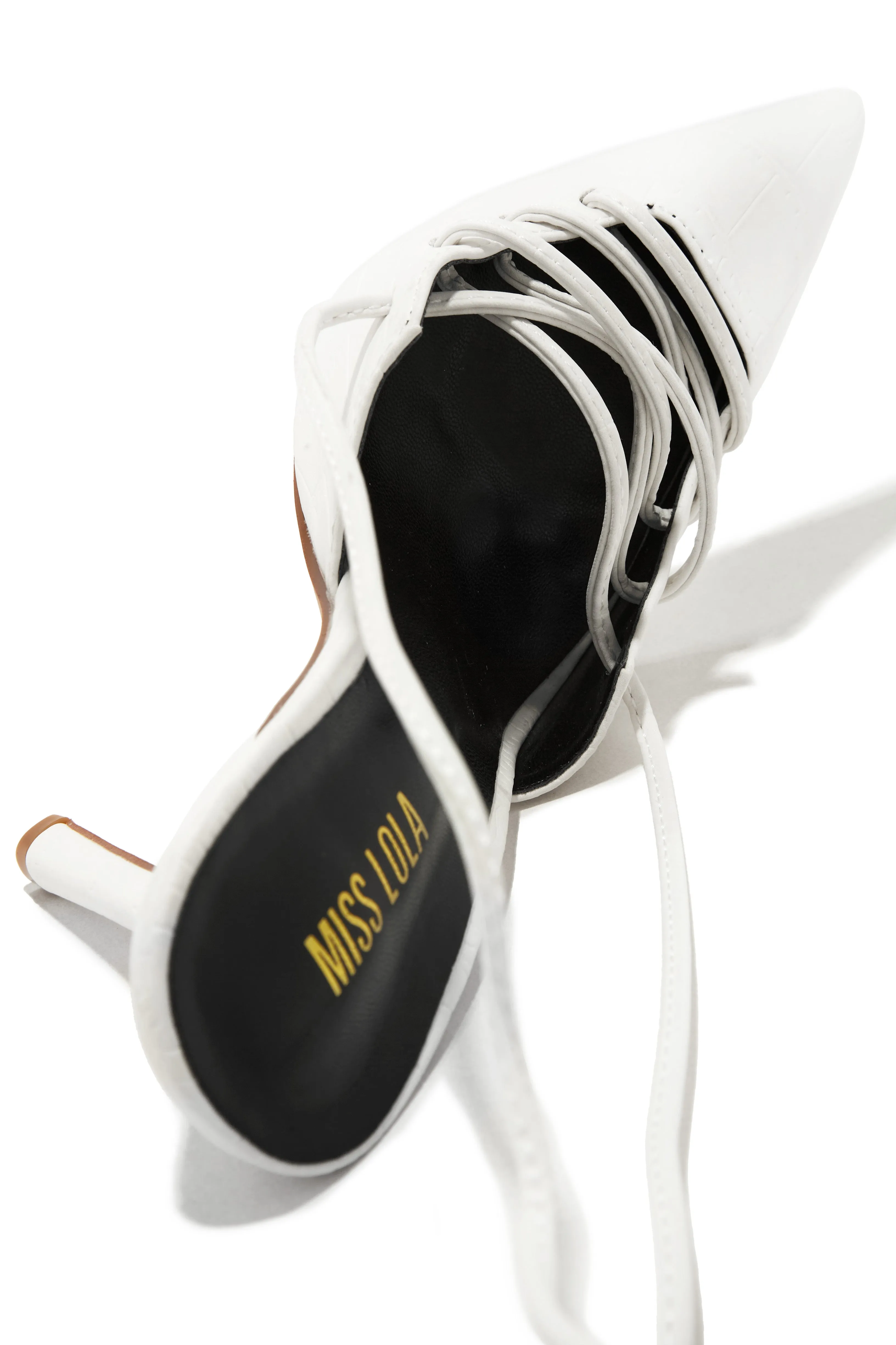 Simone Lace Up High Heel Pumps - White