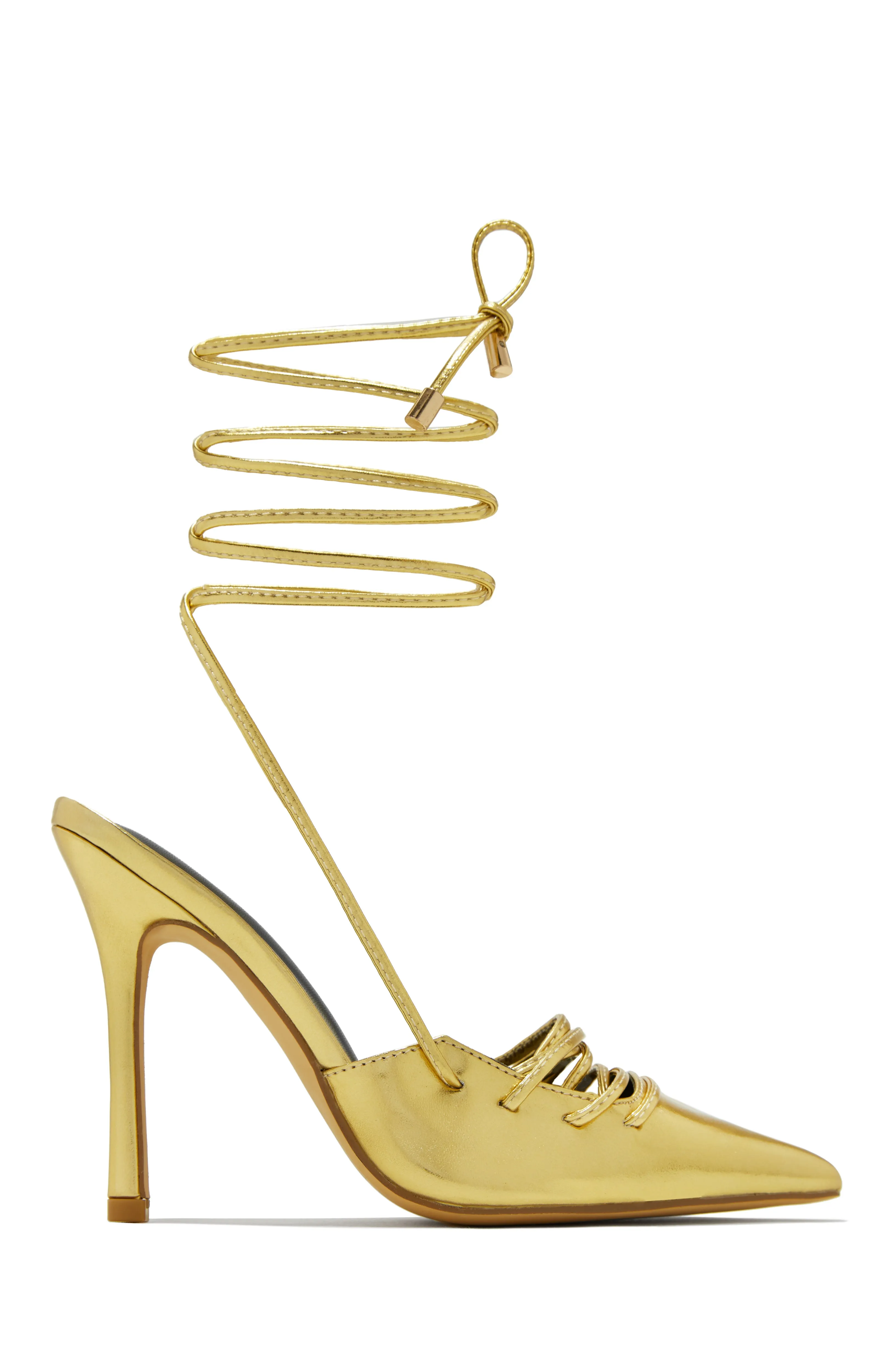 Simone Lace Up High Heel Pumps - White