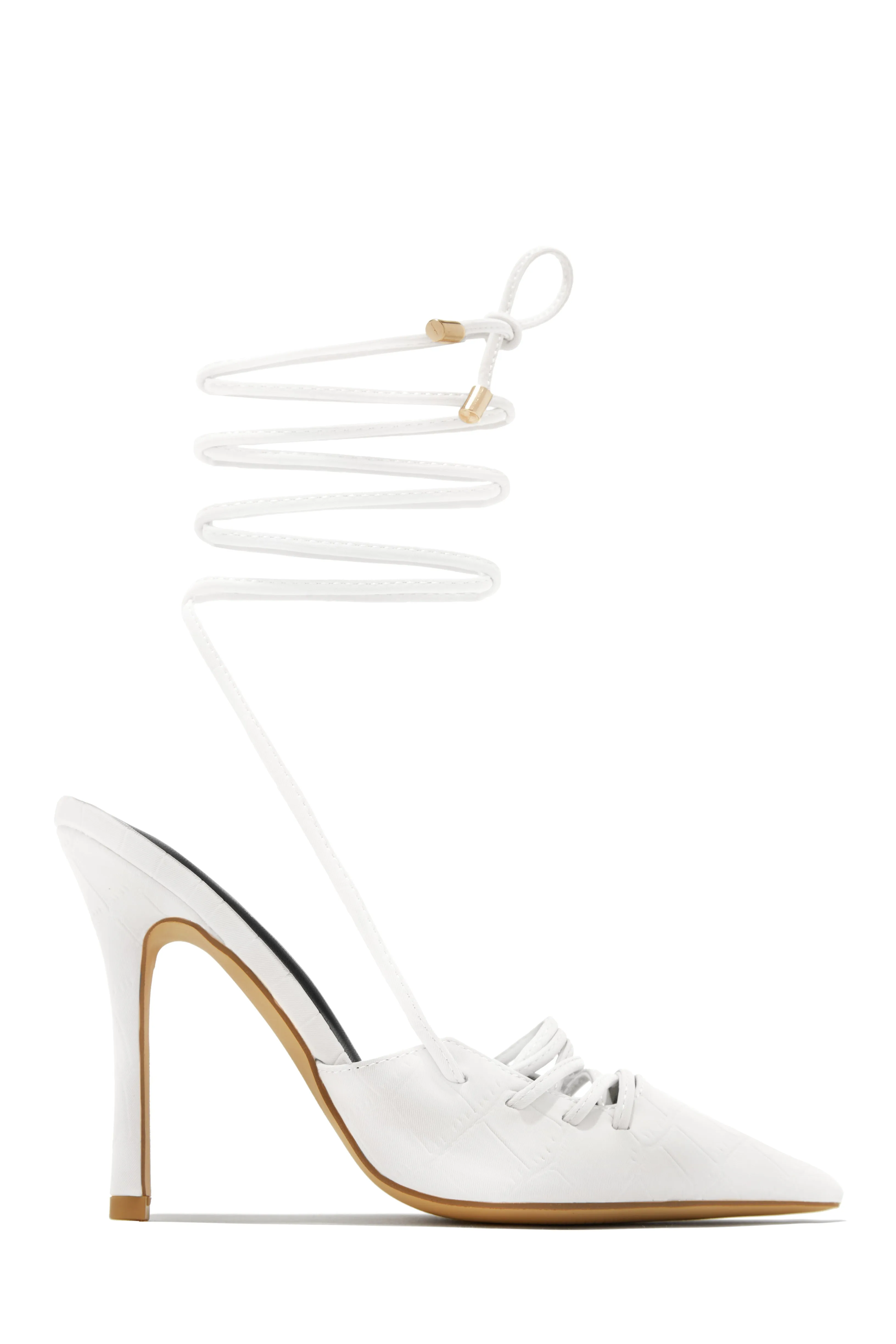 Simone Lace Up High Heel Pumps - White