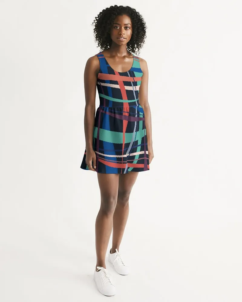 SMF Weave Feminine Scoop Neck Skater Dress