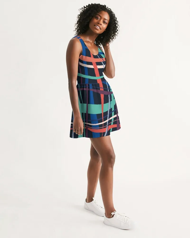 SMF Weave Feminine Scoop Neck Skater Dress