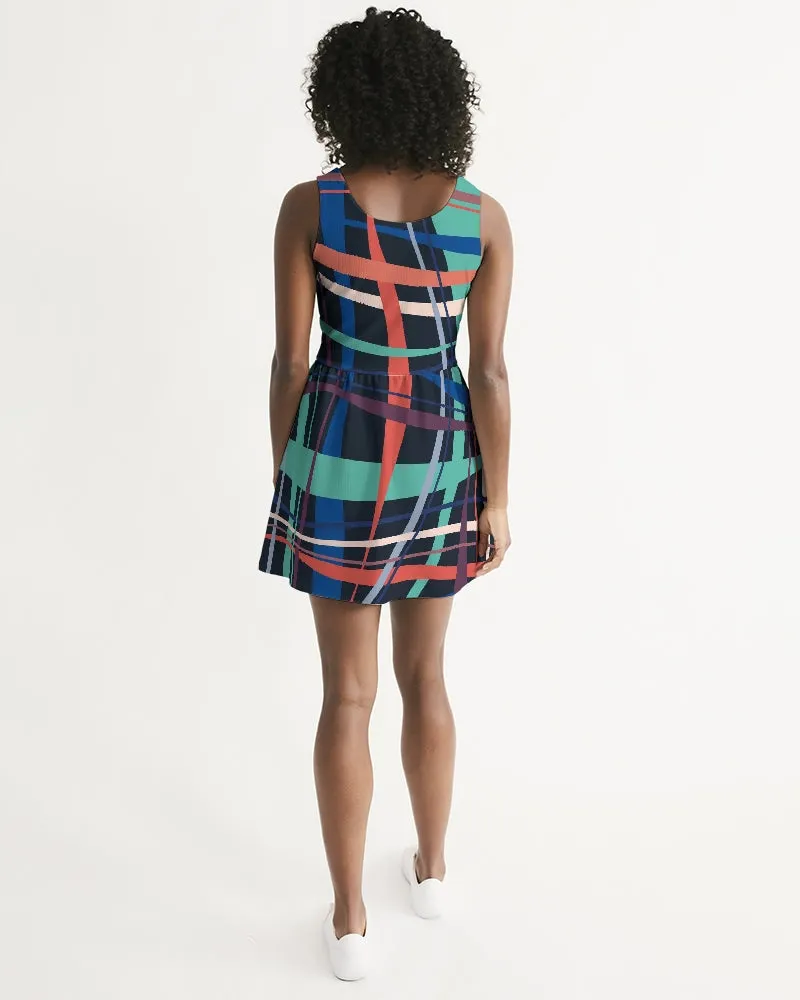 SMF Weave Feminine Scoop Neck Skater Dress