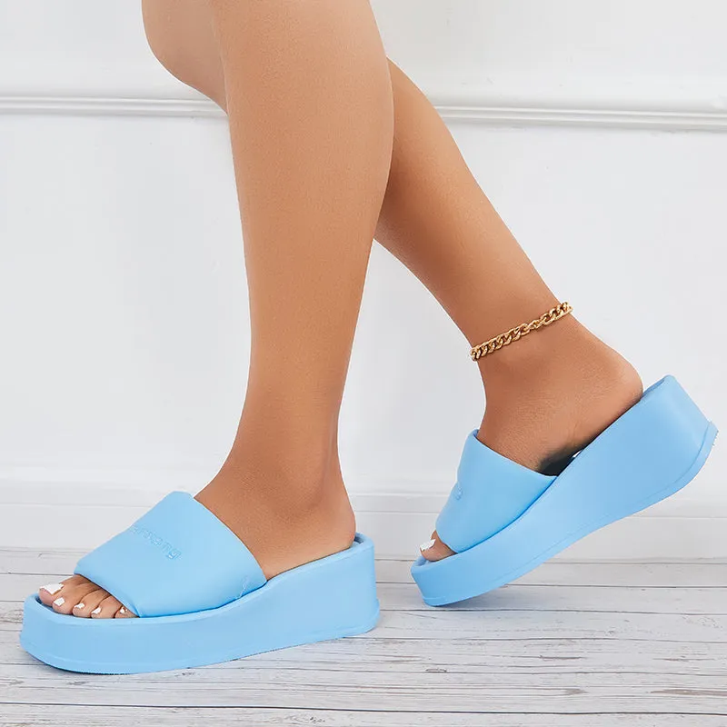 Sohiwoo  Women Platform Heel Wedges Black Wedges Sandals