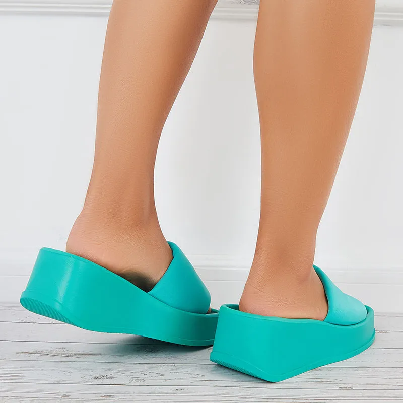 Sohiwoo  Women Platform Heel Wedges Black Wedges Sandals