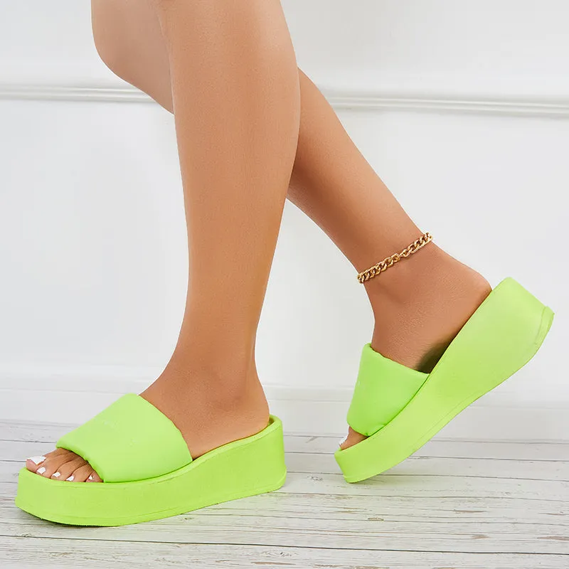 Sohiwoo  Women Platform Heel Wedges Black Wedges Sandals