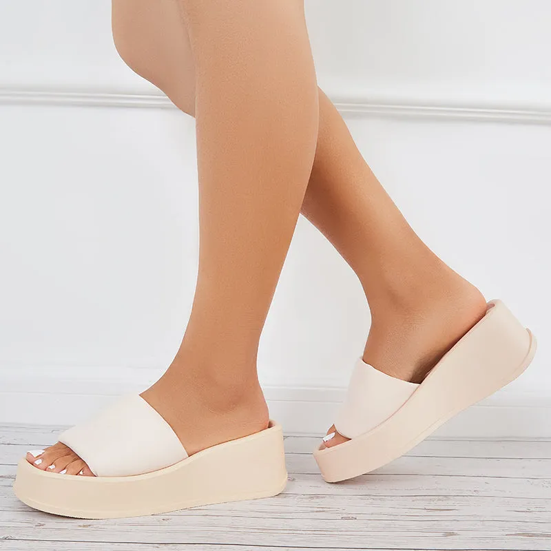 Sohiwoo  Women Platform Heel Wedges Black Wedges Sandals