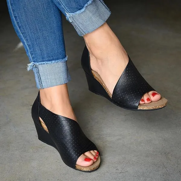 Sohiwoo  Womens Open Toe Slip On  Cutout Heels Wedge Sandals Imilybela