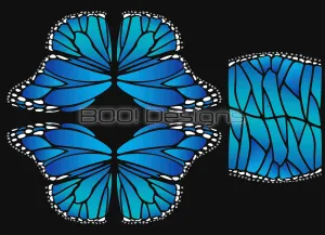 Spandex Circle Panel Wings Blue Regular - Glitter Stardust