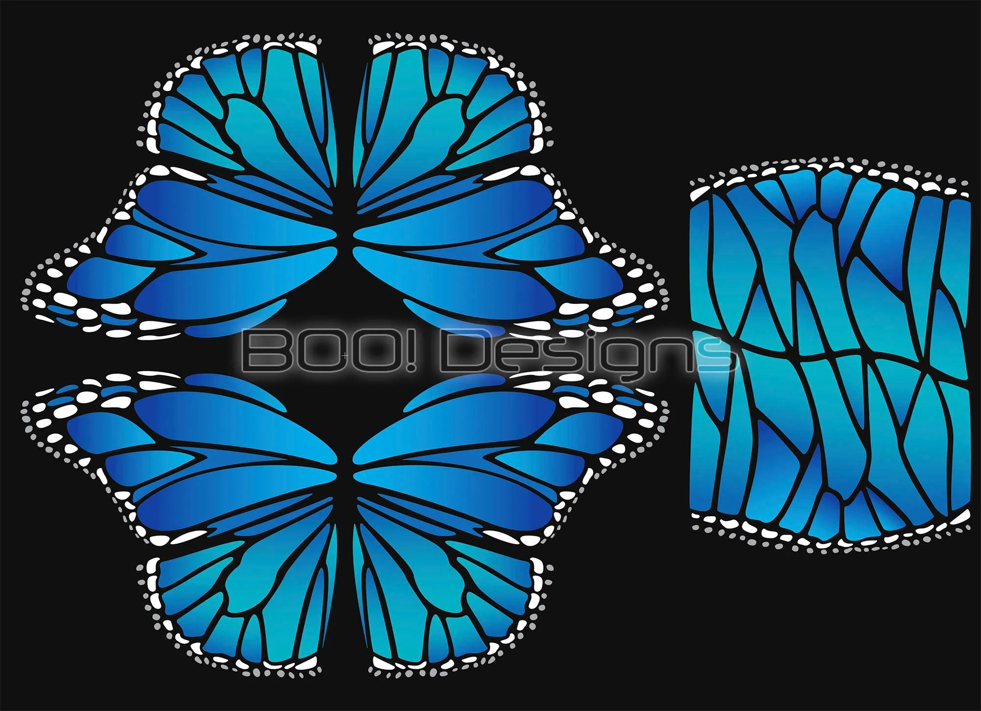 Spandex Circle Panel Wings Blue Regular - Glitter Stardust