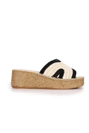 Spiral Espadrille Wedge - Natural/Black