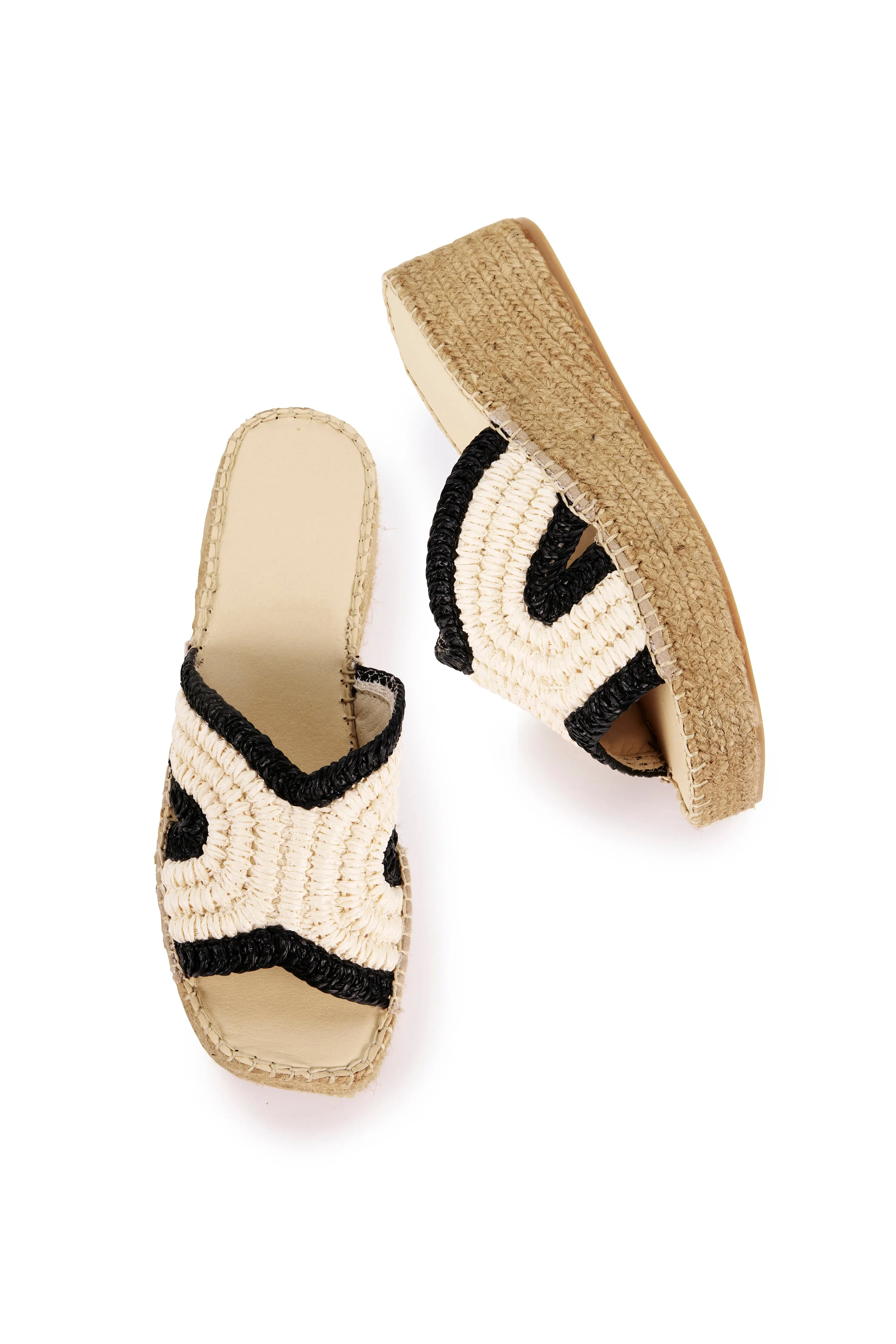 Spiral Espadrille Wedge - Natural/Black