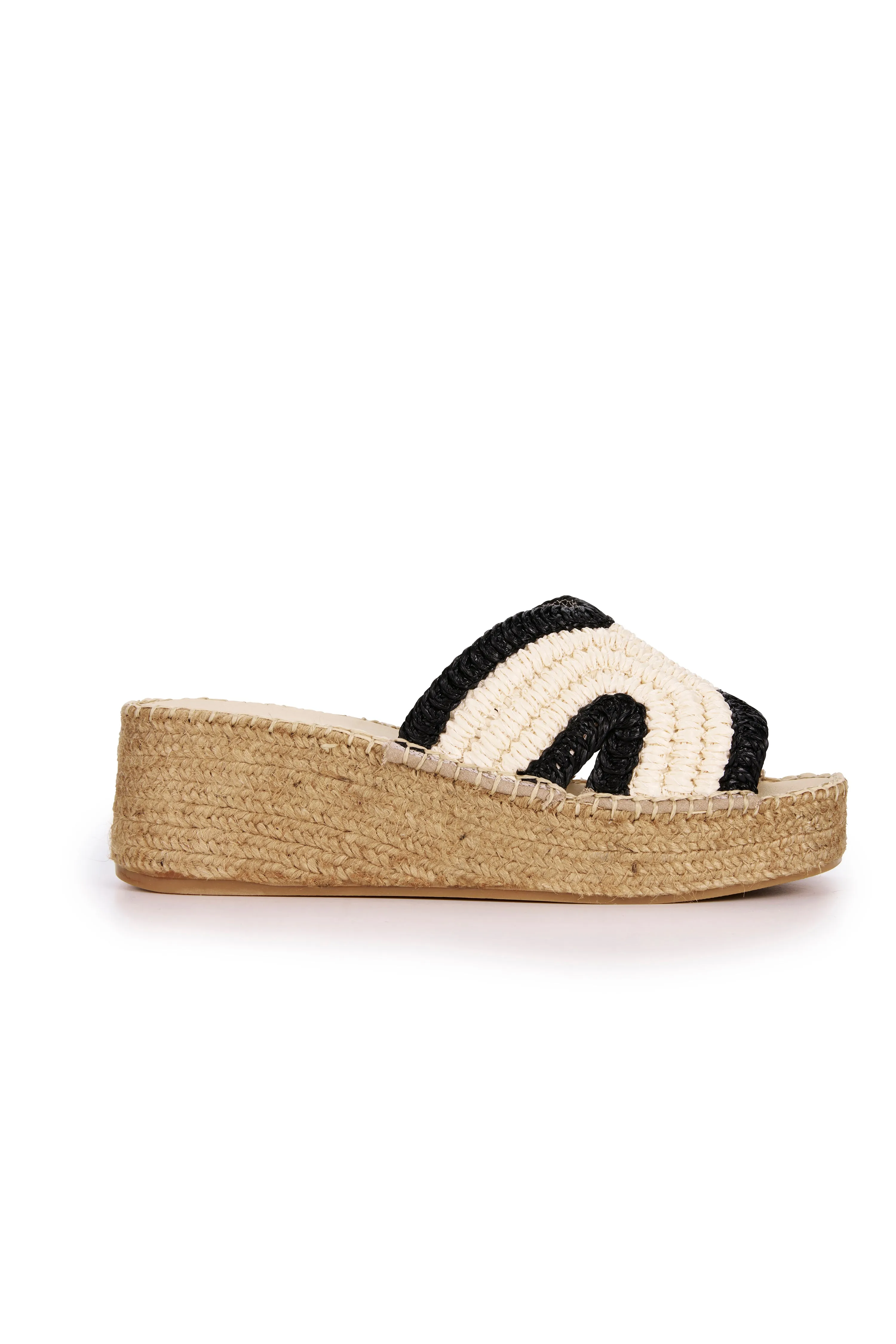 Spiral Espadrille Wedge - Natural/Black
