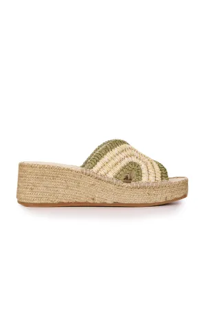 Spiral Espadrille Wedge - Natural/Khaki
