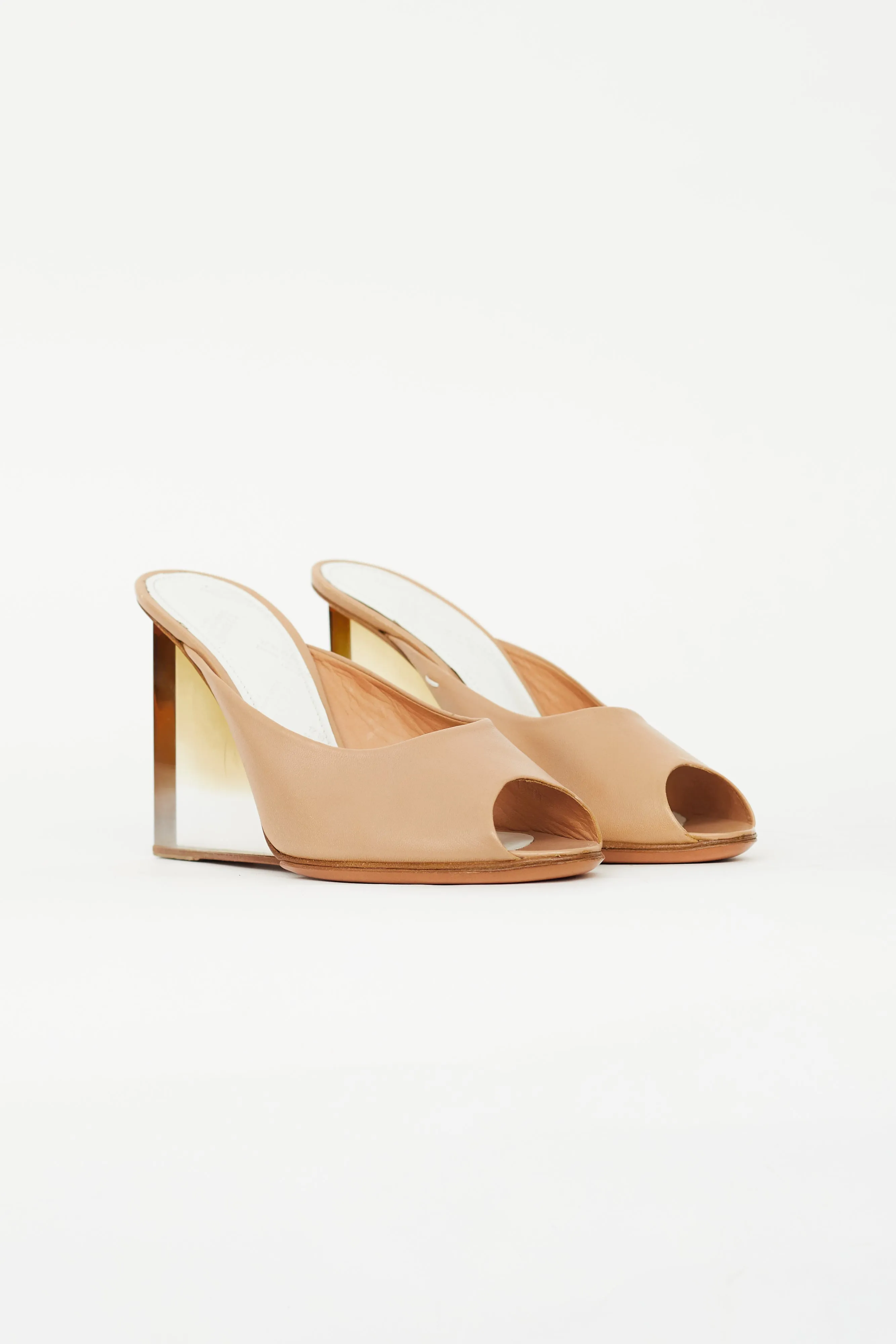 Spring 2009 Beige Leather Wedge Mule