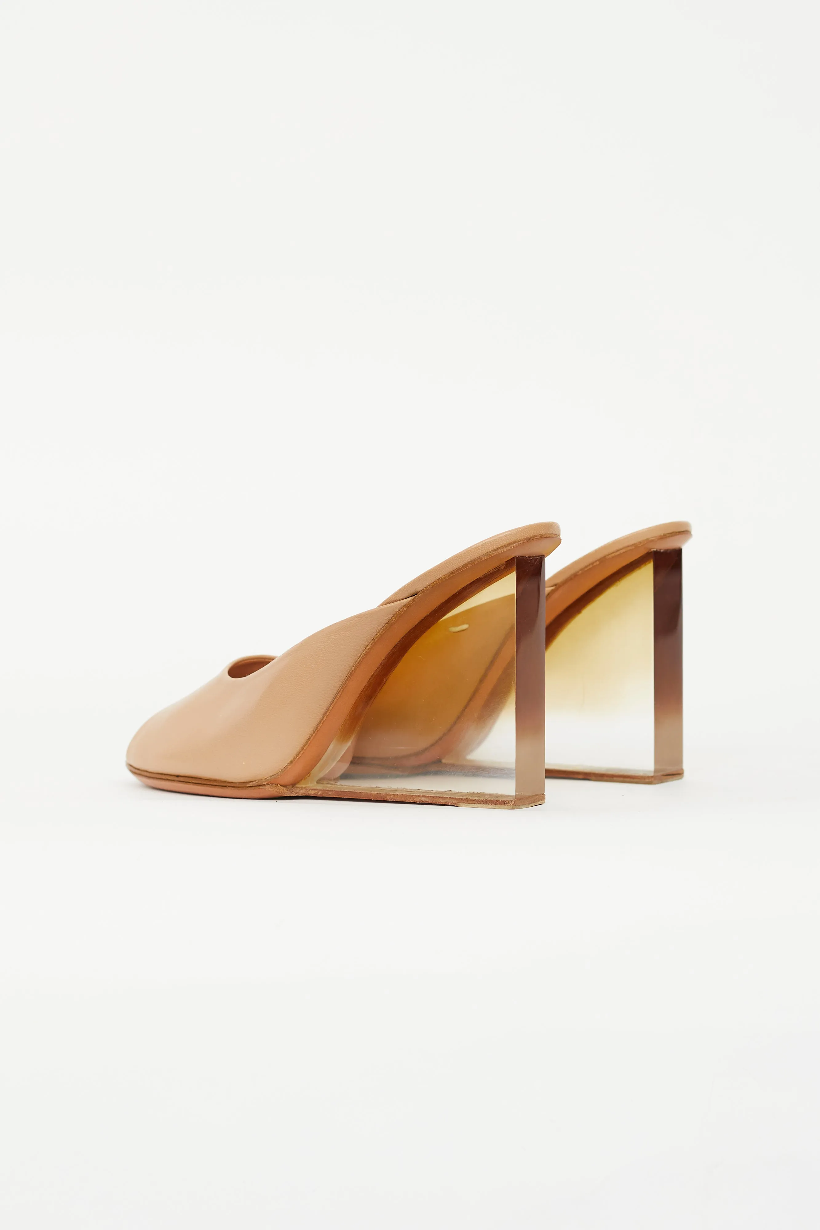Spring 2009 Beige Leather Wedge Mule