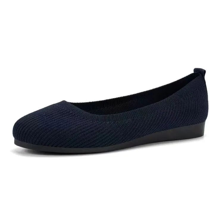 Spring Autumn Casual Shoes For Women Slip-on Pump Knit Single Flat Shoes Breathable Round Toe Ladies Cloth Loafers Large Sized