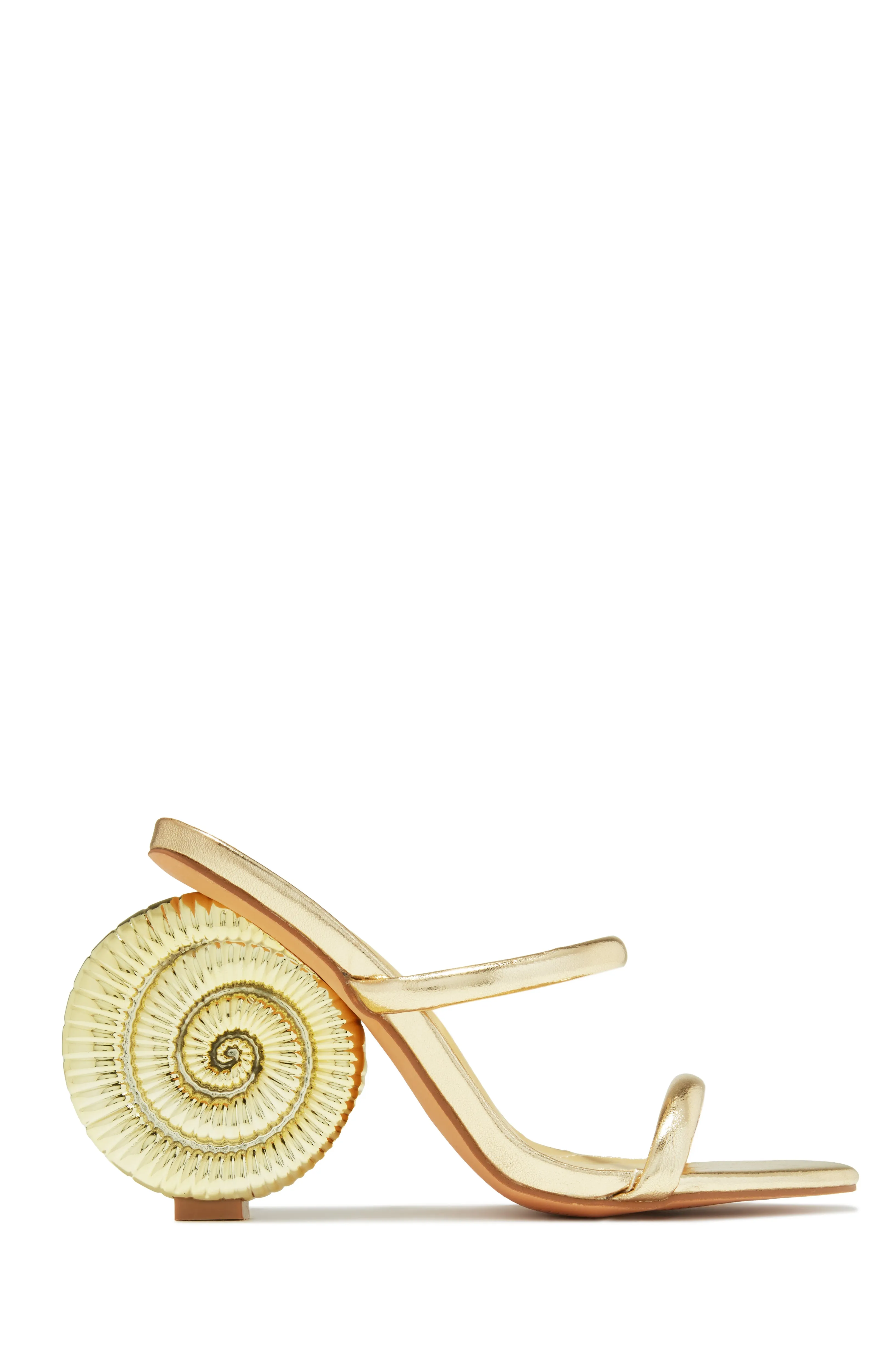 Sunset Waves Sea Shell Mule Heels - Gold