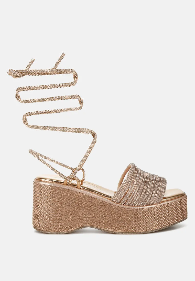 Swifties Rhinestone Embellished Lace-Up Sandals