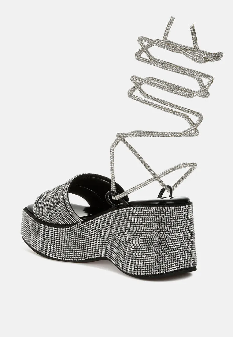 Swifties Rhinestone Embellished Lace-Up Sandals
