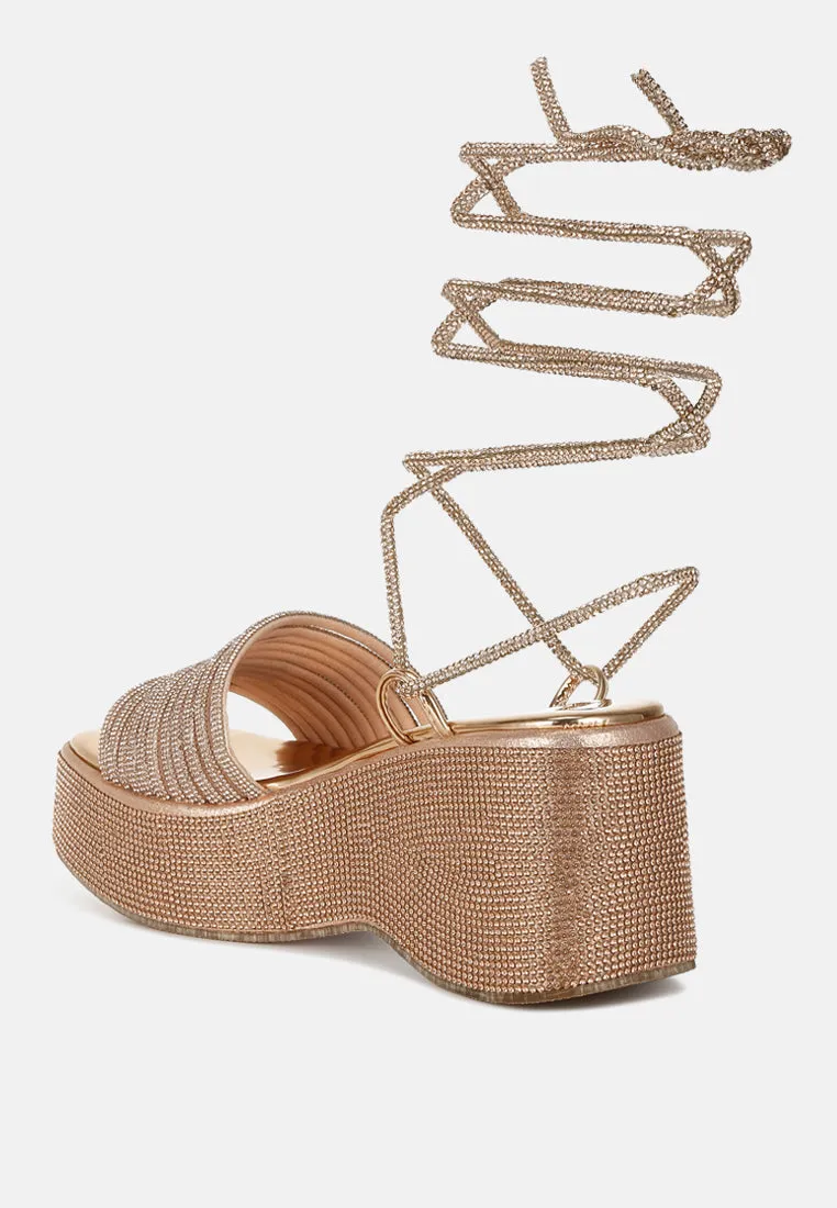 Swifties Rhinestone Embellished Lace-Up Sandals