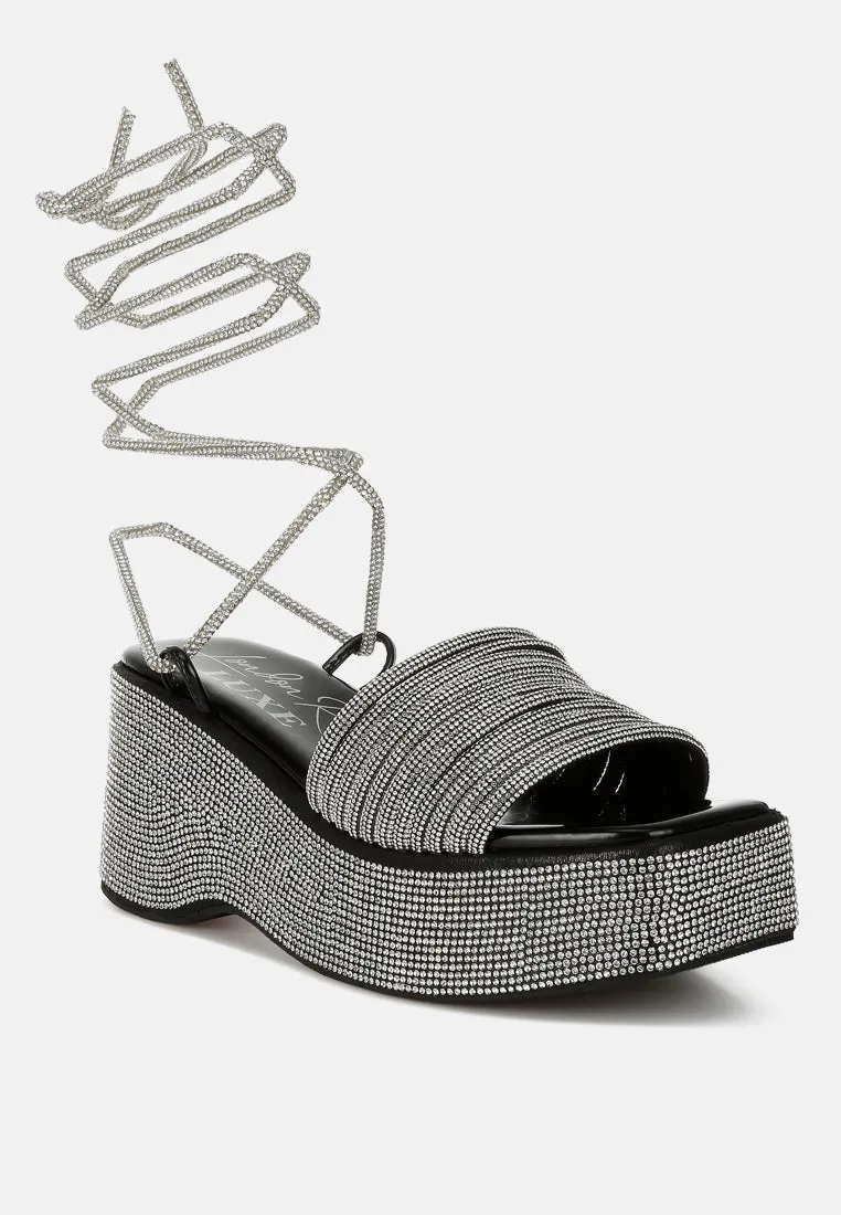 Swifties Rhinestone Embellished Lace-Up Sandals