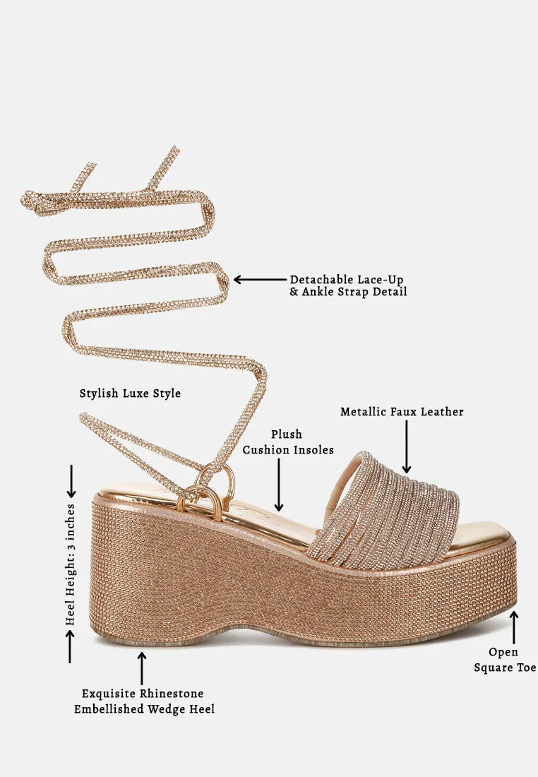 Swifties Rhinestone Embellished Lace-Up Sandals