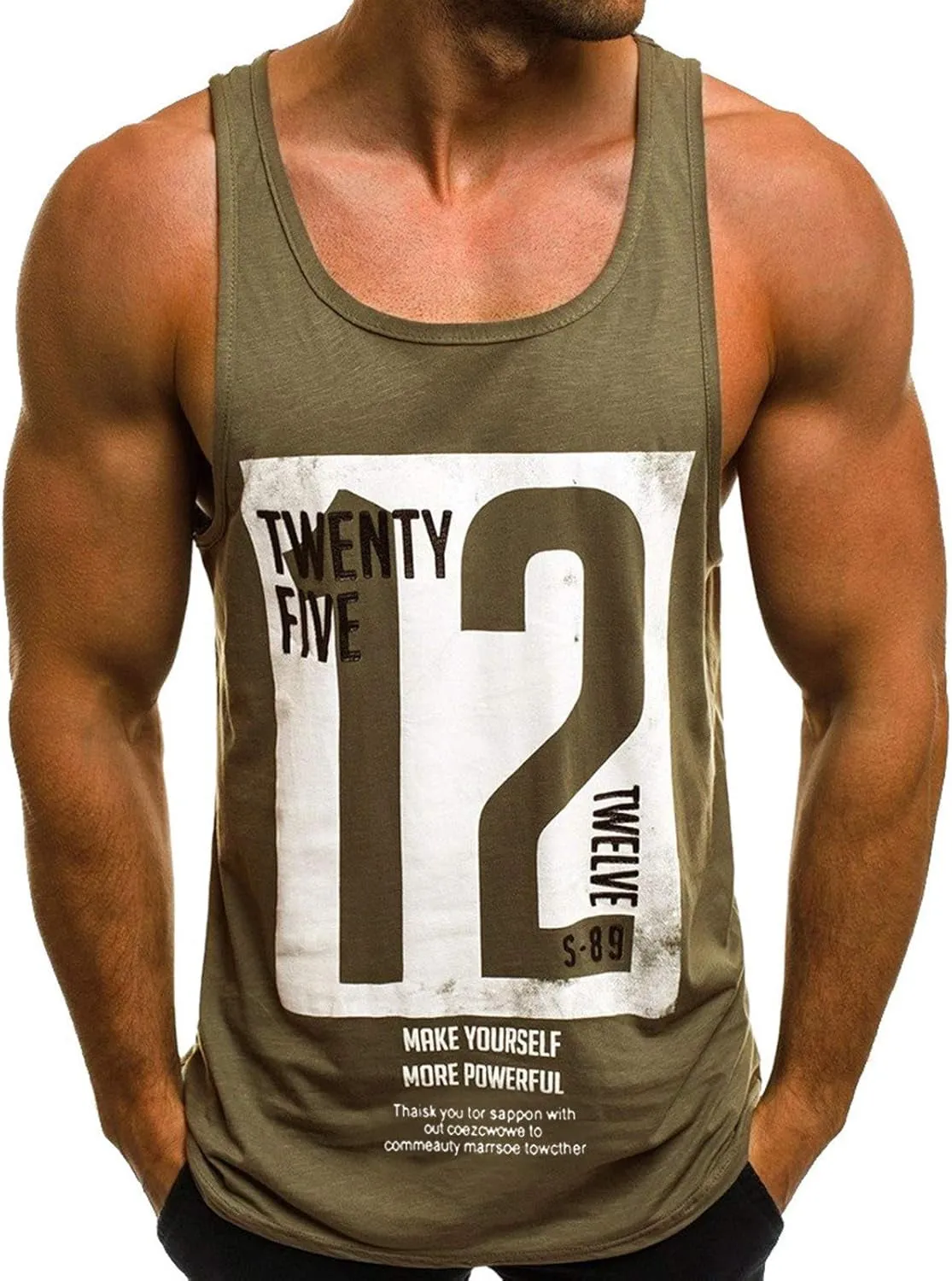Tank Tops for Men Summer Casual Beach Fashion Letter Printed Graphic Sleeveless Fitness Sleeveless T Shirt