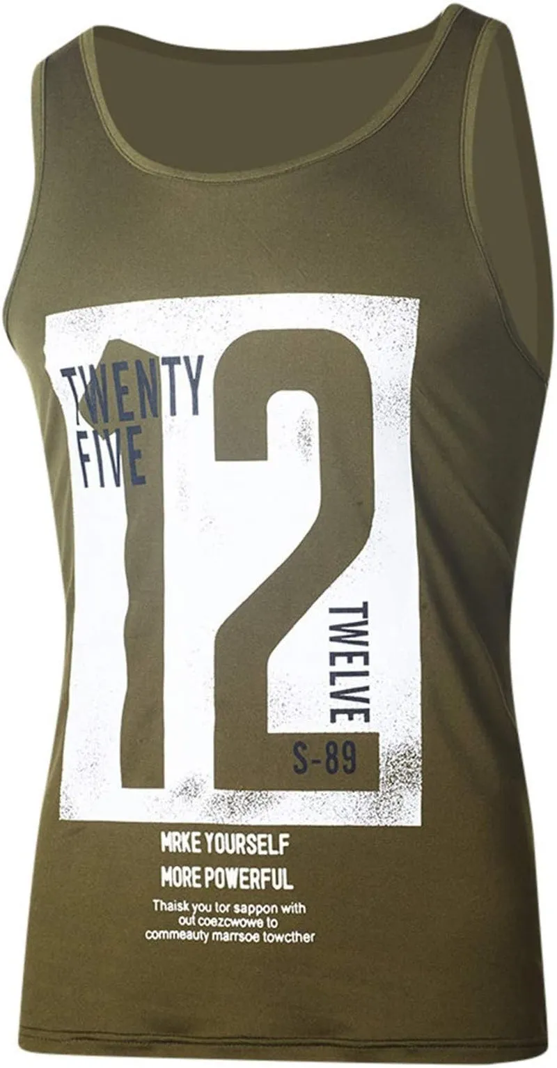 Tank Tops for Men Summer Casual Beach Fashion Letter Printed Graphic Sleeveless Fitness Sleeveless T Shirt
