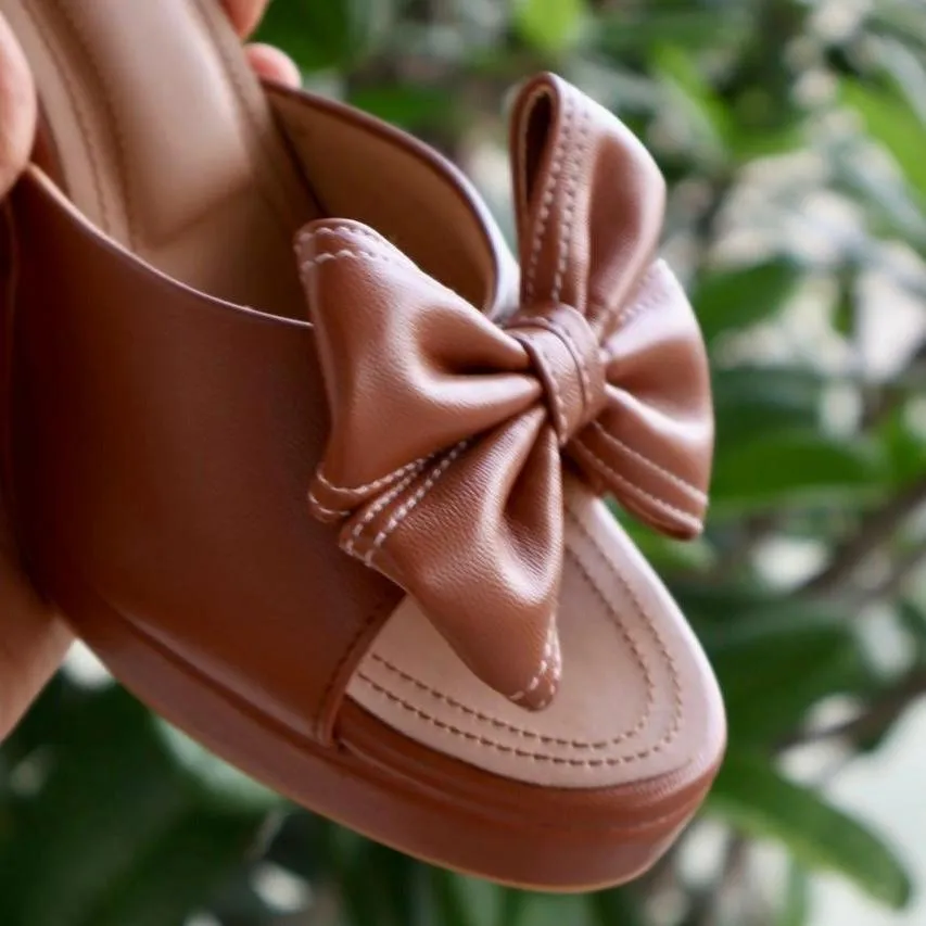THE BOW I Tan Block Heels I Tiesta Shoes