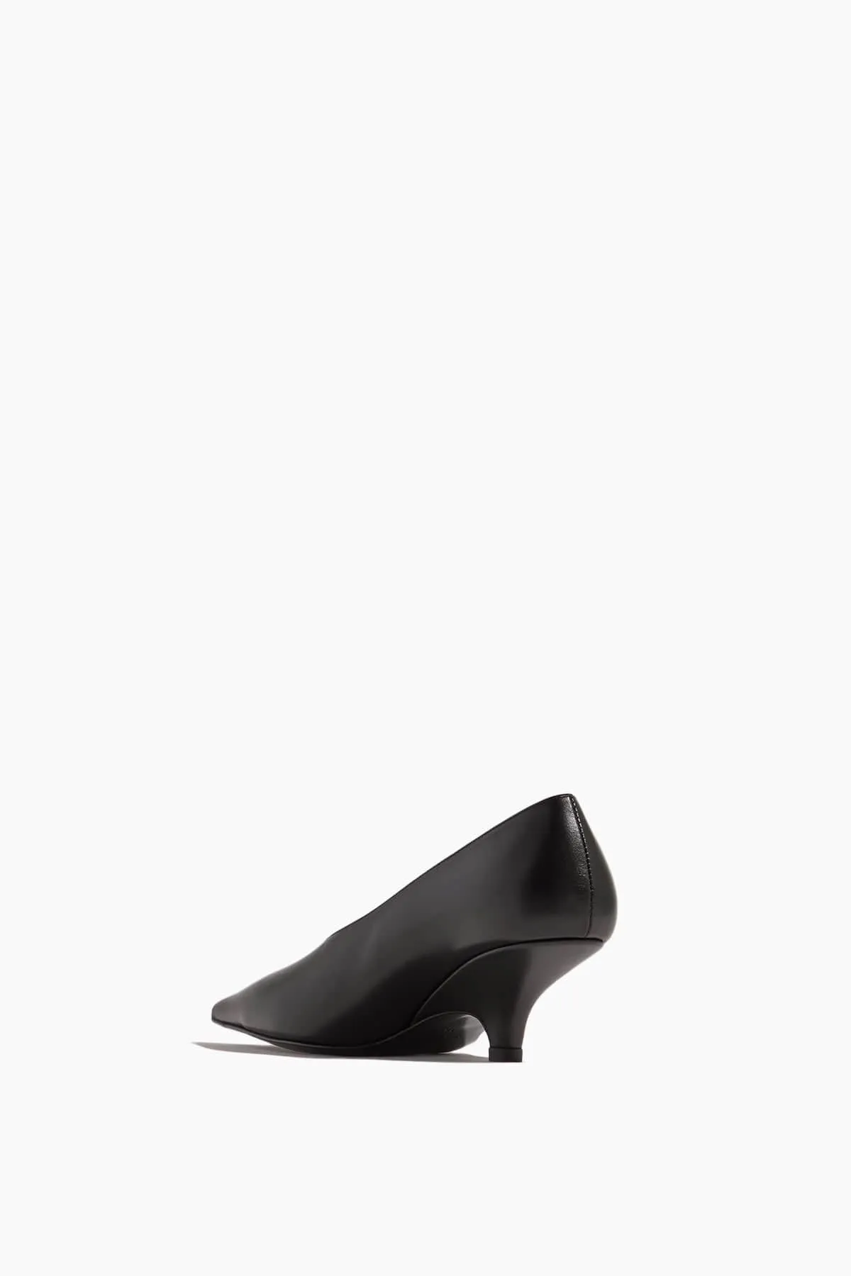 The Leather Wedge-Heel Pump in Black