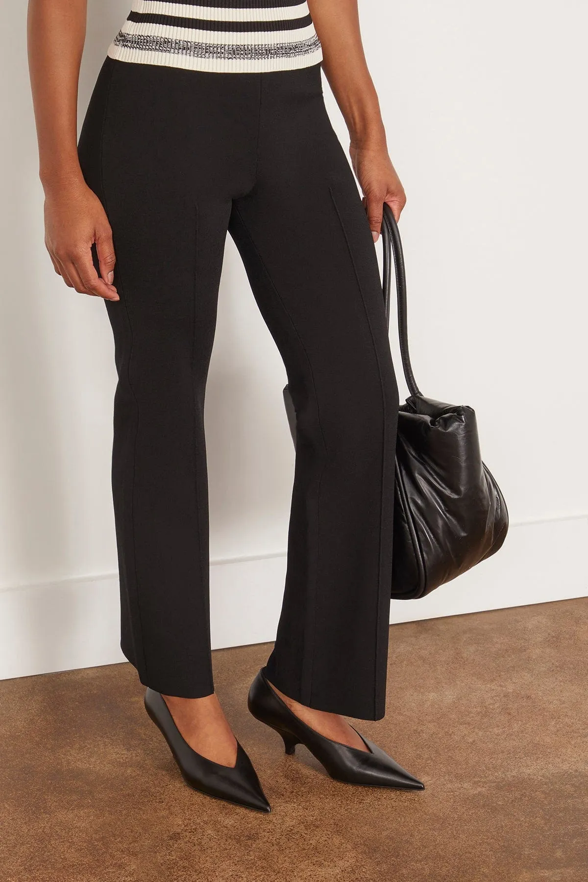 The Leather Wedge-Heel Pump in Black