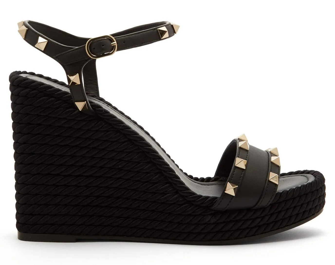 'Torchon' Rockstud Leather Wedge Sandals