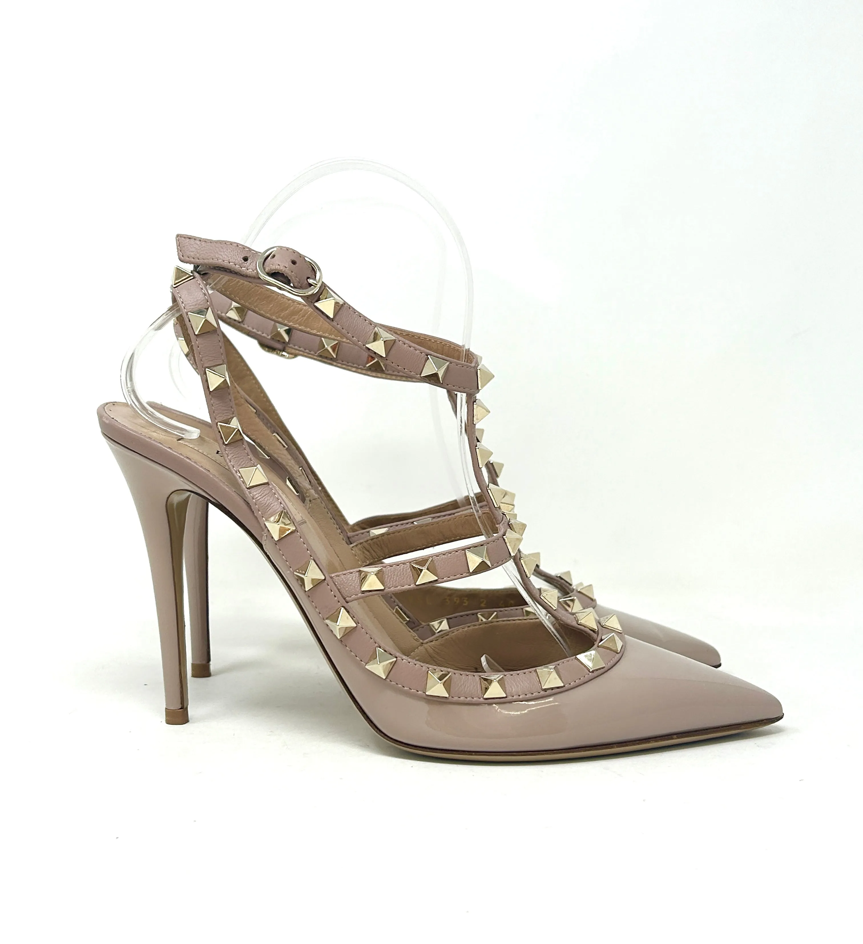 Valentino Garavani Rockstud 100 Nude Patent Leather Studded Pump Heels 40 UK 7