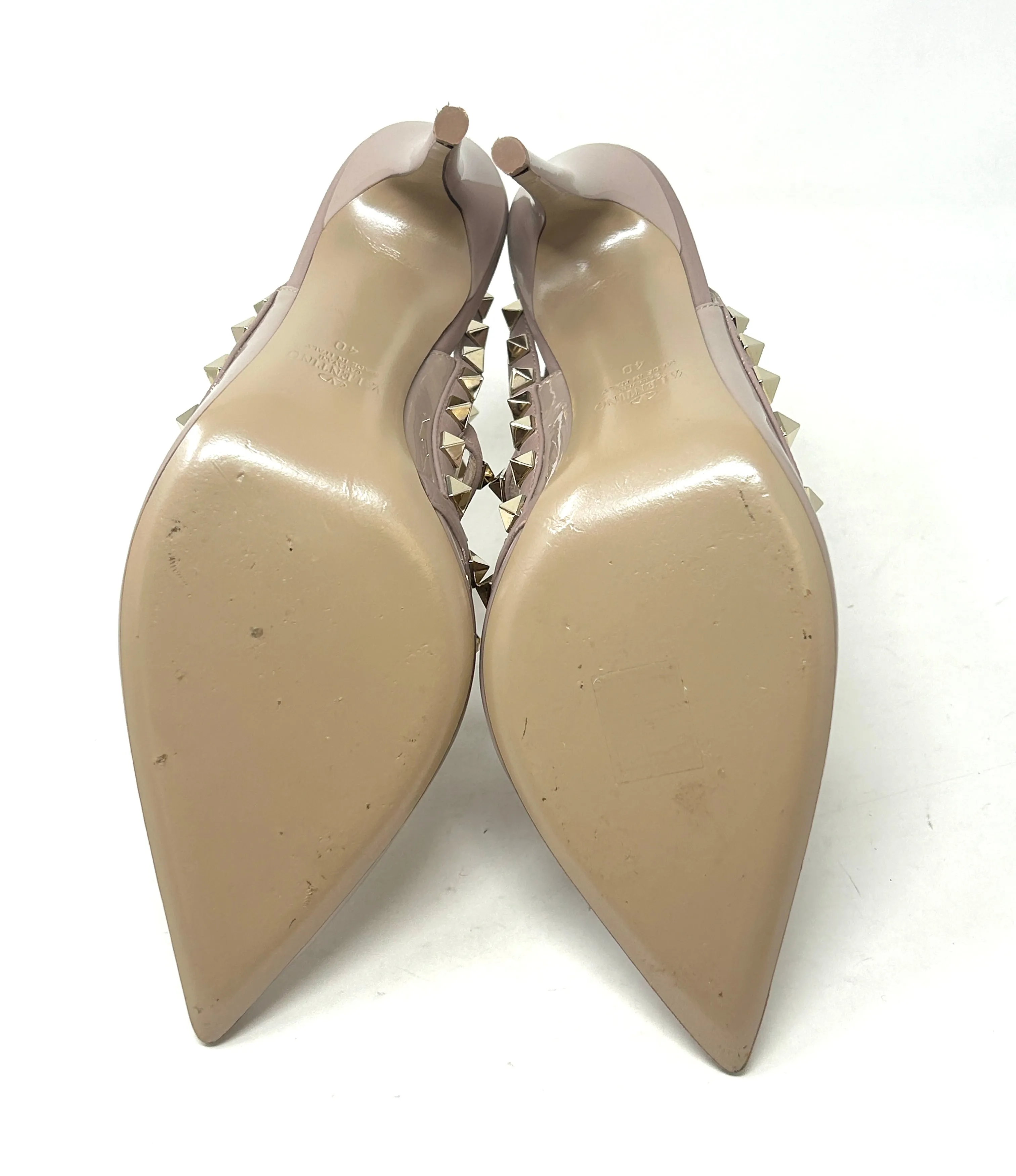 Valentino Garavani Rockstud 100 Nude Patent Leather Studded Pump Heels 40 UK 7