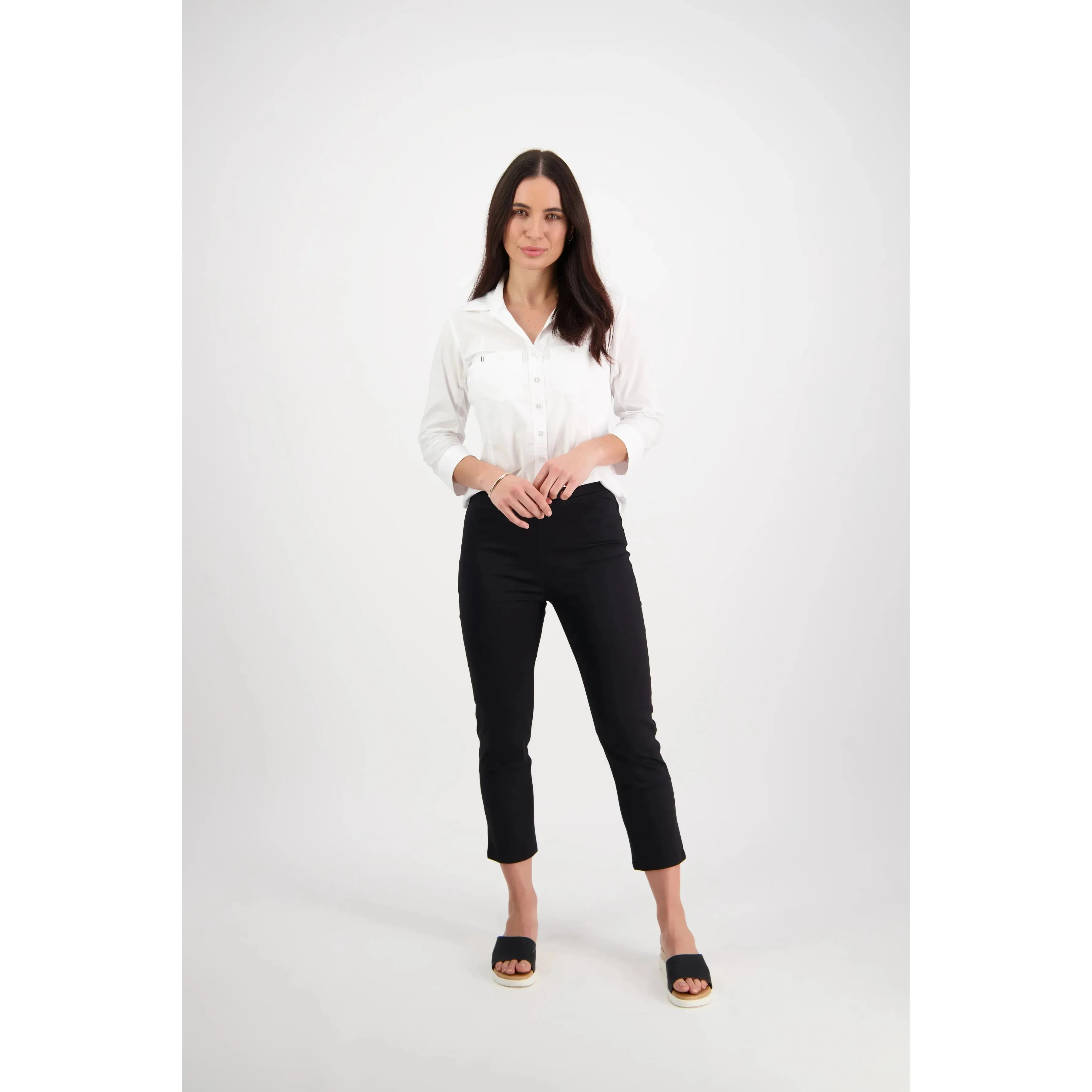 Vassalli - Skinny Leg 7/8 Length Lightweight Pull On - Black