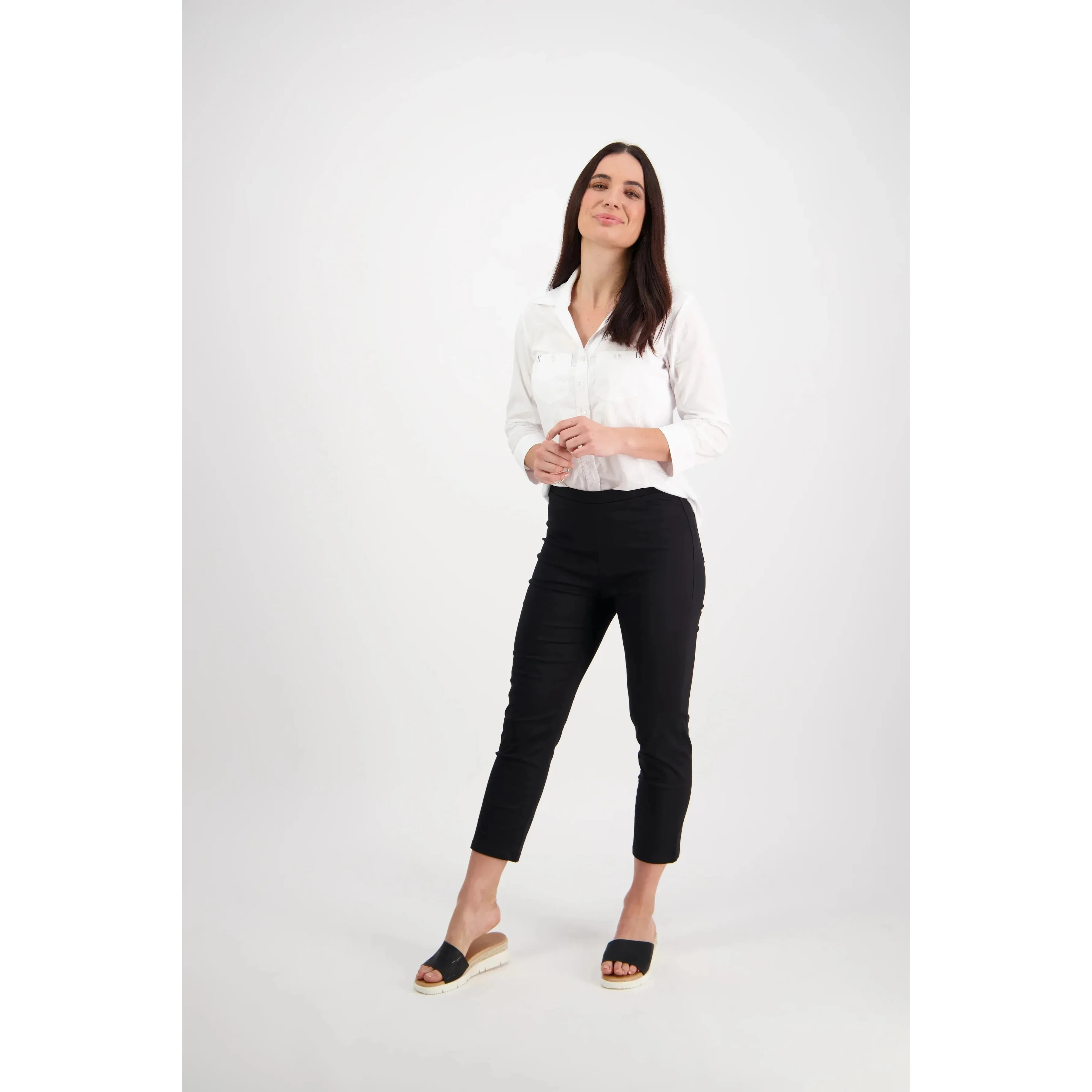 Vassalli - Skinny Leg 7/8 Length Lightweight Pull On - Black