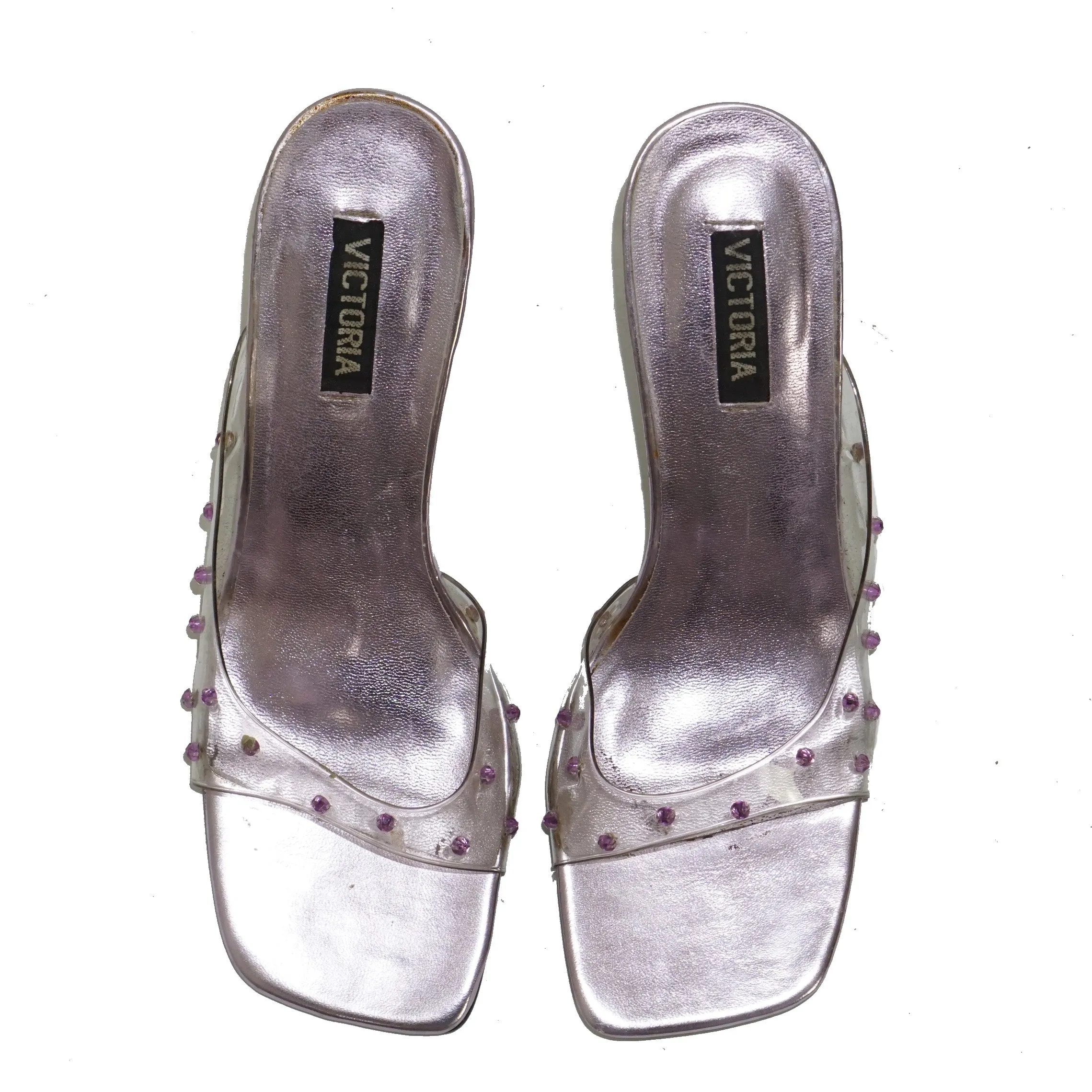 VINTAGE Y2K Clear Wedge Rhinestones Mules