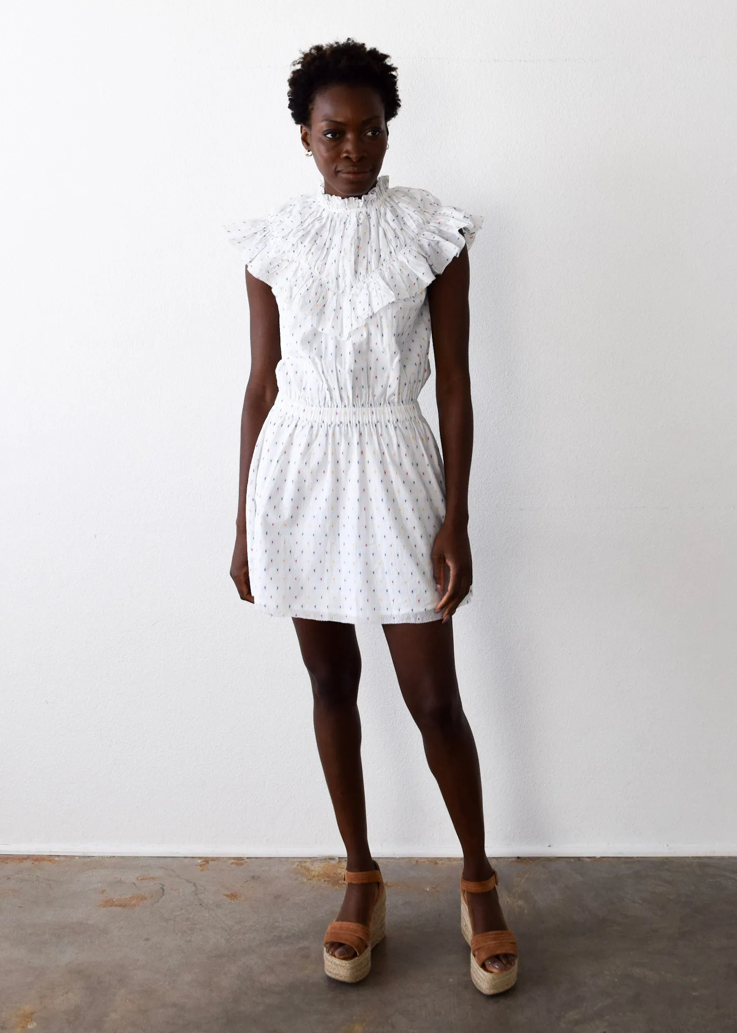 Vivian Short Dress Primary Swiss Dot