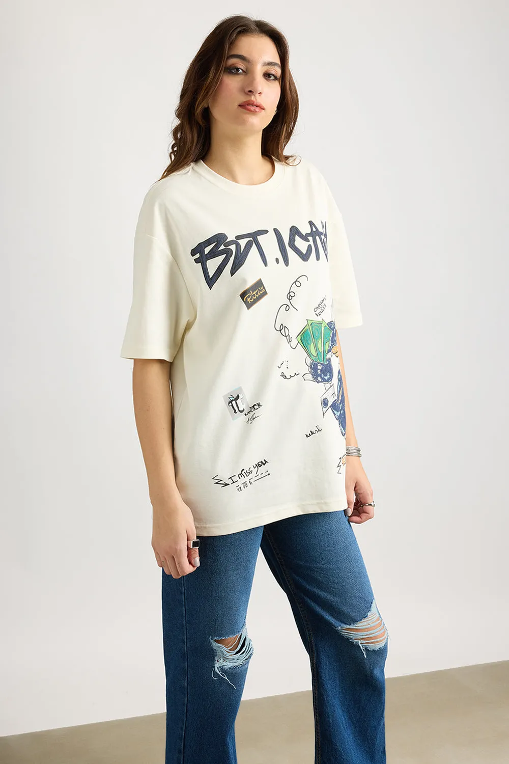 White I Can't Graphic T-Shirt